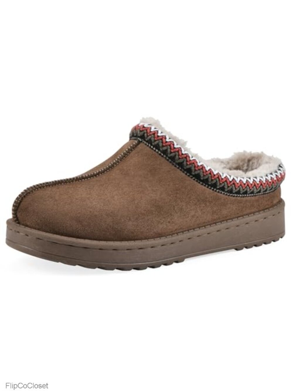 Faux Fur Lined Clog Slippers with 3M Scotchgard Cushioned Insole